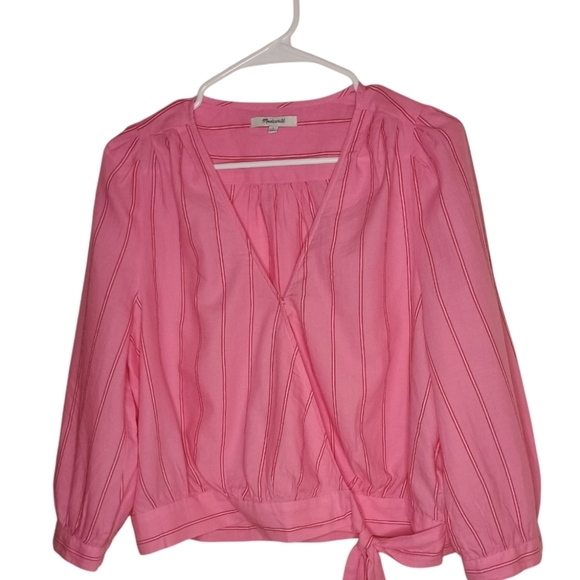 Madewell Wrap Top In Cecilia Stripe - Size L - Picture 5 of 9